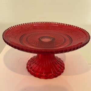 RED GLASS small footed stand